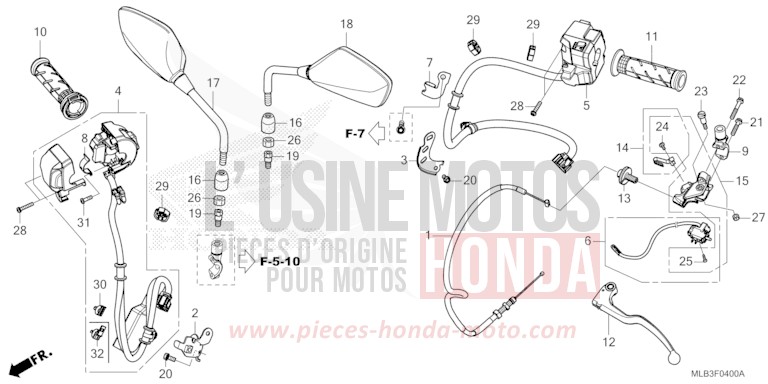 SCHALTERGRIFF/GRIFF/KABEL/SPIEGEL von Hornet 750 DEGITAL SILVER METALLIC (NHA30) von 2025